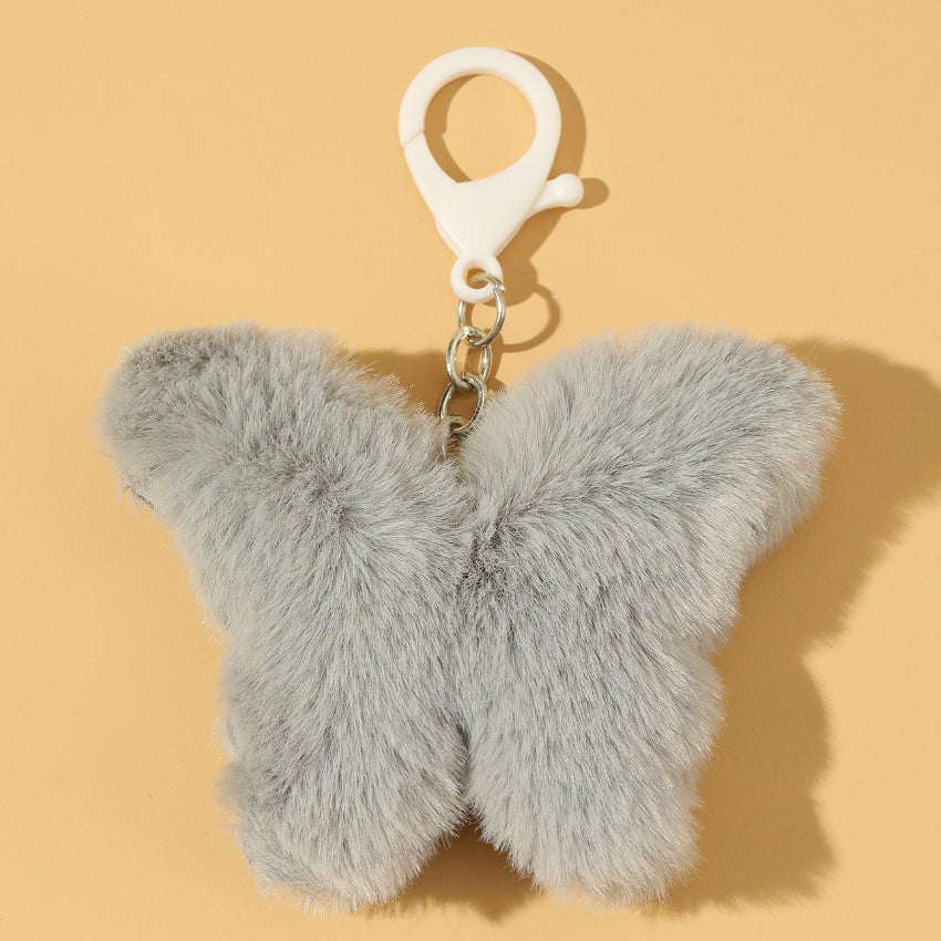 Wholesale Plush Butterfly Imitation Rabbit Fur Keychain